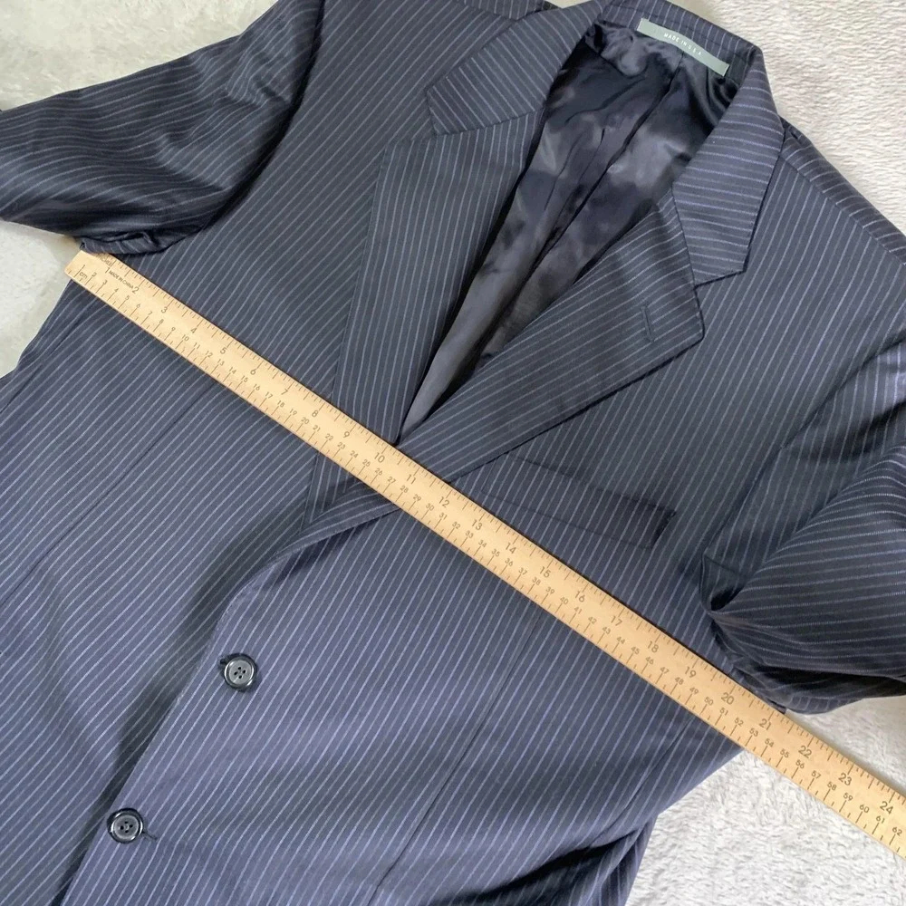 Hickey Freeman Suit Jacket Mens 42R Blue Pinstripe Super 130s Wool Made USA‎